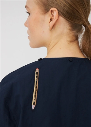 Embroidered cotton bow skjorte Navy Stella Nova 
